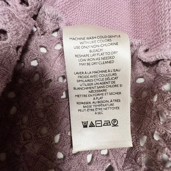 By Anthropologie Eyelet Sweatshirt Top Sz.S Lilac Oversized Embroidered Boho - Picture 13 of 15